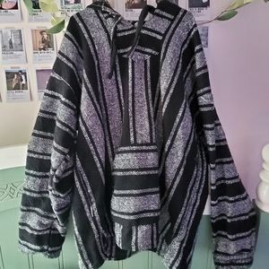 XXL Earthbound Trading Co. Black and White Striped Baja Hoodie